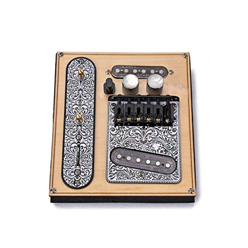 Ogdni 6 Strings Guitar Saddle Bridge Plate With Alnico V Pickup for Telecaster Fender,Electric Guitar 3 Way Switch Loaded Control Plate,Guitar Neck Pickup Set kit Replacement(GMA15)