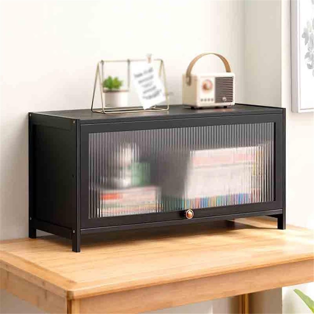 Libreria Organizzatore for scaffali in bambù da scrivania, con espositore for in plastica sospeso, for scaffale for ufficio, cucina domestica, sala lettura(L80xW32xH40 cm)