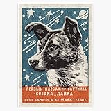 Laika The Dog - Soviet Space Art, Ussr Matchbox Design, 1957 Vinyl Sticker Laptop Decal Waterproof 5'