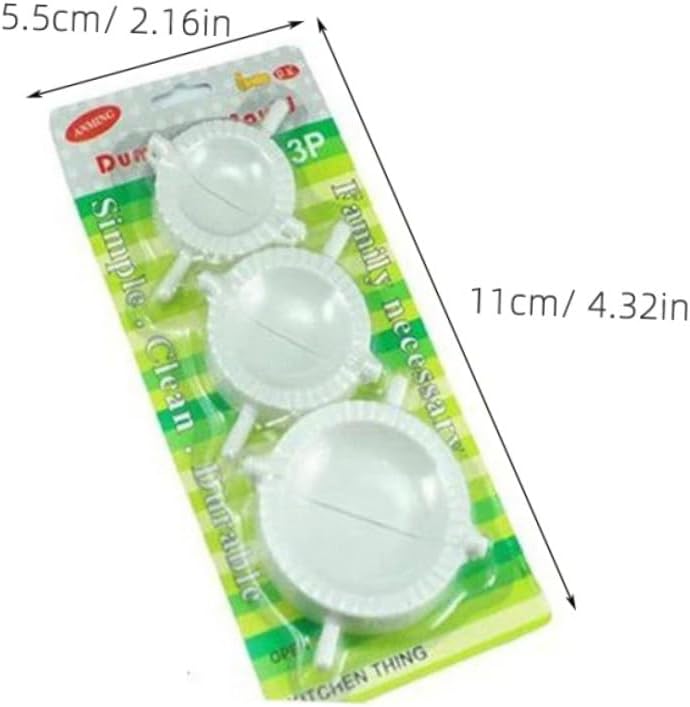 3 Piece White Plastic Dumpling Mold Set with Hinged round Press