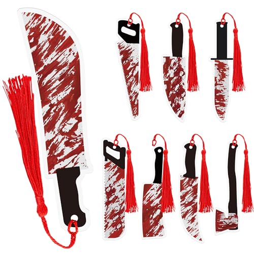 Celavoy Halloween Horror Bookmarks Gifts - 8 Pcs Blood Knife Bookmark