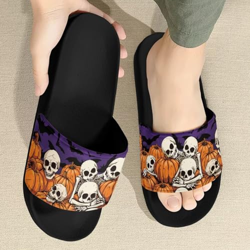 Image of Women Skeleton Slides Open Toe Women's Halloween Slide Sandals Size 8.5 Quick Drying Black Cat Beach Sandals for Women Pool Outdoor