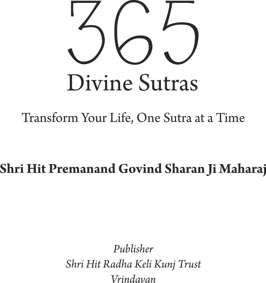 Image of 365 Divine Sutras (Hindi and English) | Shri Hit Radha Keli Kunj