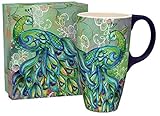 Lang Pretty Peacock Latte Mug , 18 oz, Multi