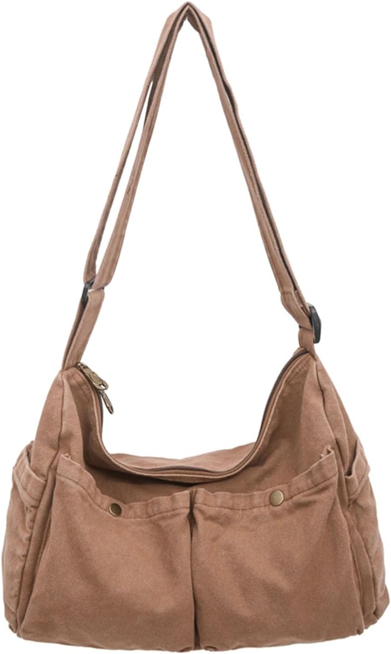 Canvas Messenger Bag Cute Crossbody Tote Bag Shoulder for Women Men for School Aesthetic Hobo with Multiple Pockets