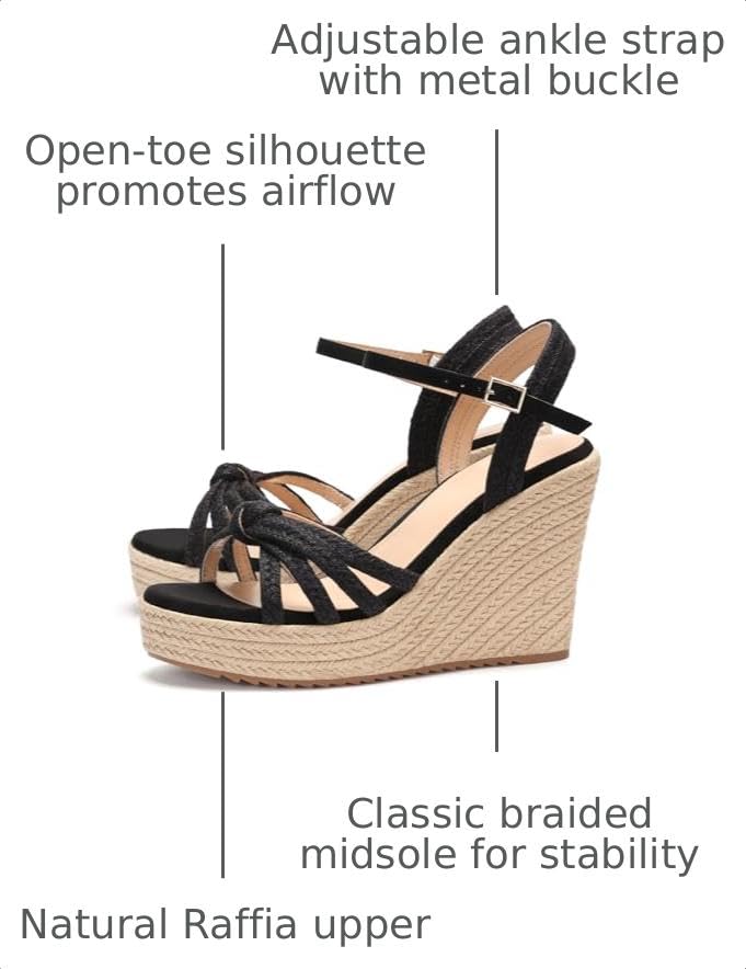 Image of VICKI.VICKI Wedges for Women Platform Sandals Wedge Heels for Sandals Comfortable Summer Espadrille Shoes Ankle Strap&Open Toe