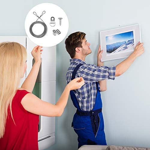 TUPARKA 2mm x 10m Stainless Steel Picture Hanging Wire Picture Cord for Mirror Picture Hanging Fixings with 10 Crimp Tube 15 D-Ring Picture Frame Hanging Hooks and Screws (Up to 30 KG)