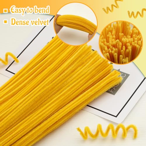 Image of Mnuizu 200Pcs Pipe Cleaners, Chenille Stems Pipe Cleaner Craft Supplies | Pipe Cleaners Craft, Fuzzy Sticks Christmas Craft Supplies for DIY Art & Creative Crafts Decorations, Golden