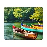 Langlebige Schreibtischunterlage, See mit Booten Kanus Park Druck Mauspads Komfort Schreibtischmatte für Tastatur Büro PC