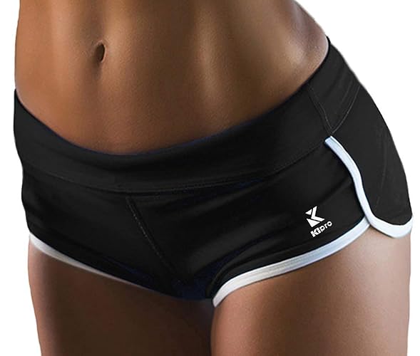 Kipro Women's Active Shorts Fitness Sports Yoga Booty Shorts for Running Gym Workout - X-Large - Black/White