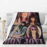Bon Rock Band Jovi Blanket Soft Cozy Fall Flannel Blanket for Couch Bed Sofa Fluffy Plush Travel Throw Blankets and Throws for Adults Women Men 50'x40'