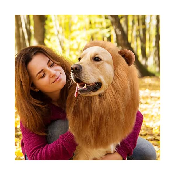 2 pieces realistic funny lion mane for dogs costumes dog lion mane lion wig for medium to large sized dogs, large dog halloween costumes, lion mane for dog halloween costumes for dogs - image 8