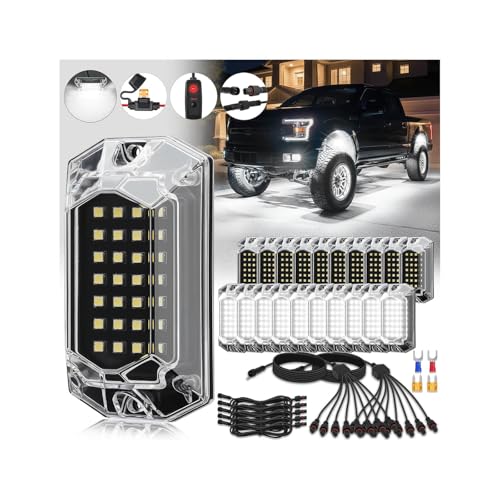 20Pods Full Angle White LED Rock Lights