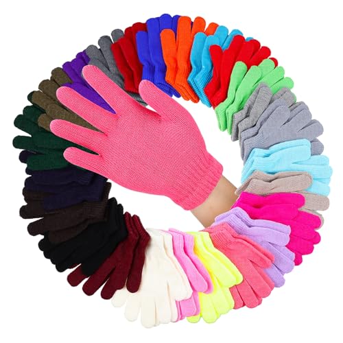VANZACK 24pairs Boy Girl Gloves Knit Five-finger Gloves Thermal Outdoor Winter for Boys and Girls