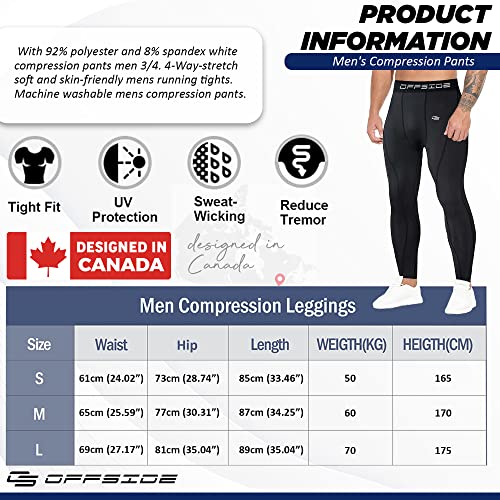 Offside Men's Blue Compression Pants Size Small, Breathable Athletic Pants For Men, Workout Running Tights Sweat Pant, Cool Dry Baselayer Mens Leggings For Sports Yoga Gym #TOP1