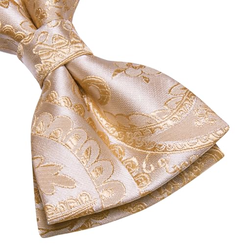 Image of Hi-Tie Bow Ties for Men Pre-Tied Pocket Square with Cufflinks Mens Bowtie Sets for Wedding Formal Party
