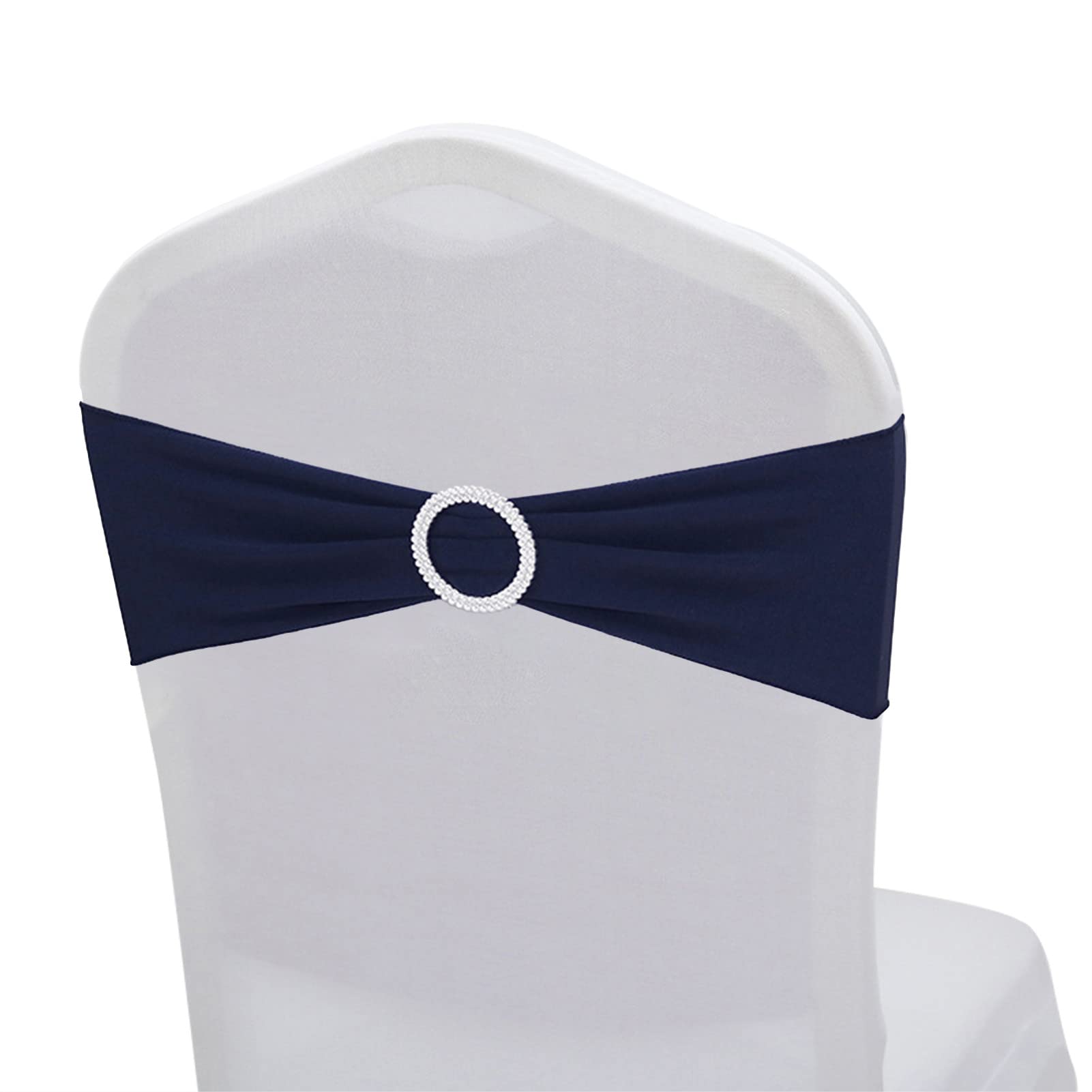 Set di 25 coprisedili elasticizzati bianchi, con fibbia, per feste, matrimoni, anniversari, decorazioni per la casa (Blue Lake 25 pezzi)