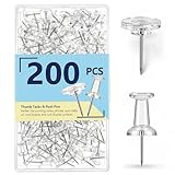 200Pcs Push Pins Thumb Tacks: Push Pin for Bulletin Board Cork Board - Clear Plastic Head & Steel Point Reusable Box - Flat Thumbtacks for Wall Map Posters Picture Hanging Home Office School