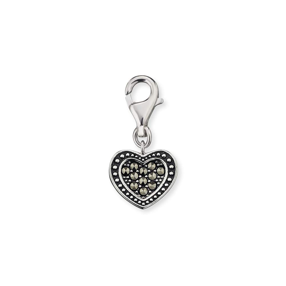 Engelsrufer - Clasp Charms 925 Sterling Silver Marcasite ERC-HEART-MA, OneSize, Silver, Marcasite