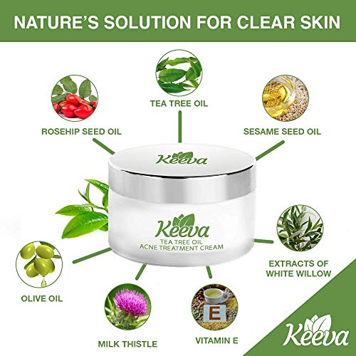 Keeva Organics 0.5 Ounce Original Acne Treatment Cream with Tea Tree Oil, Extra Strong, Fast Acting Formula for Clearing Severe Acne From Face and Body, Gentle for Sensitive Skin, Cystic and Hormonal - Thumbnail 5