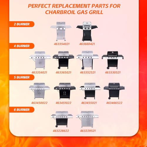 Grill Replacement Parts for Charbroil Performance 4 Burner 463354021 463365522 463353021 463351021 463351221, G327-2100-W1 Burner, G325-0002-W1 G428-5102-W1 Heat Tent, Igniters, Crossover Tube