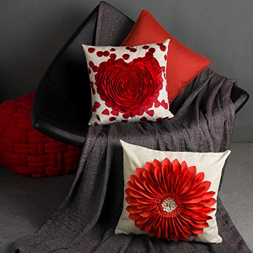 Oiseauvoler Decorative 3D Sunflower Throw Pillow Covers Handmade Accent Pillowcases Cushion Covers For Home Sofa Car Bed Room Decor 18 X 18 Inch Reddish Orange #TOP7