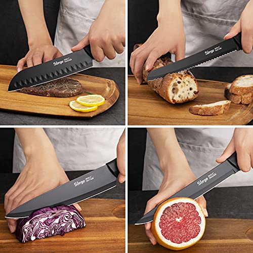 Knife Set, 16 Piece Kitchen Knives Set With Block, High Carbon Stainless Steel For Anti-Rusting Knife Block Sets, Acrylic Stand For Black Chef Knife Steak Knives With Peeler Scissors,Dishwasher Safe #TOP5