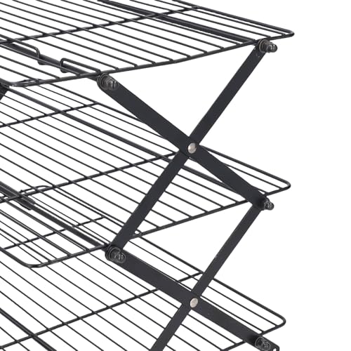 Luqeeg Kühlregal, 3 -Tier -zusammenklappbare, Verstellbare Stapelbare Nicht Stick Draht Backregal, 17,3 X 10 Zoll, Zum Backen, Braten, Trocknen von Keksen, Kuchen, Raumsparungen und Einfach Sauber