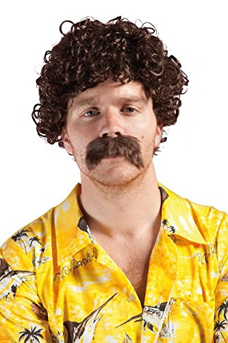 P'tit Clown 81183 Lucien Perücke und Schnurrbart, Kurze Locken, Braun