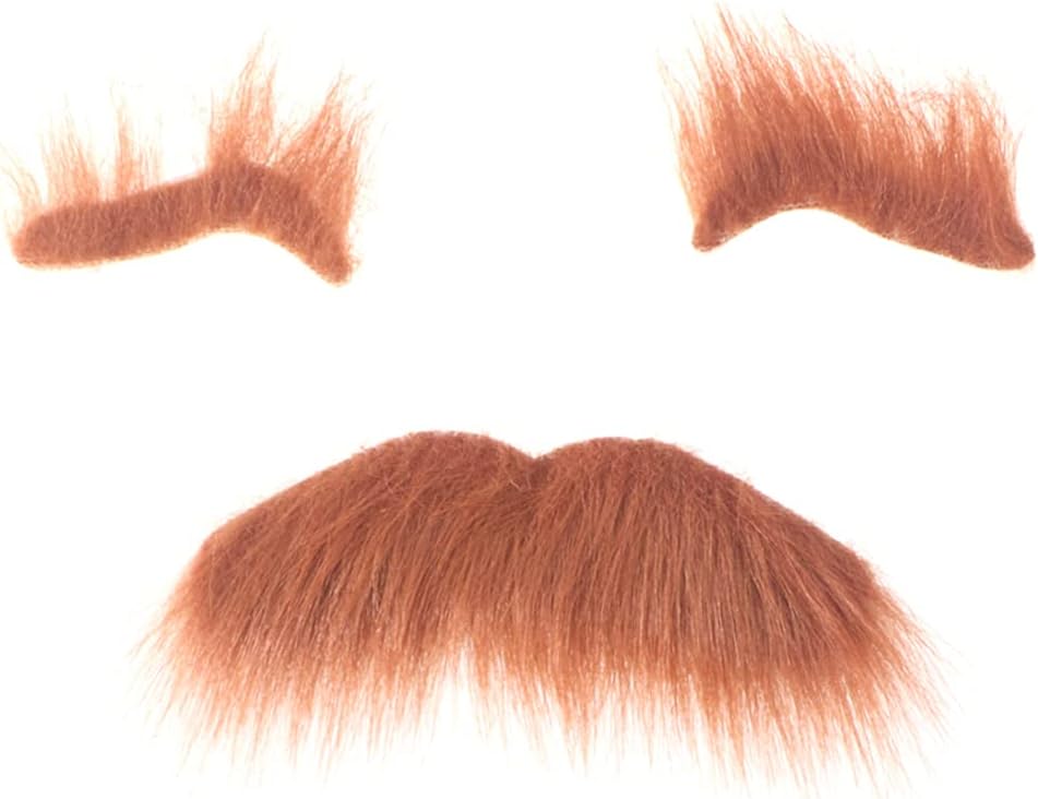 Generic Self Adhesive Eyebrows Beard Novelty Fake Mustaches Kit Three- piece Mustaches Props for Halloween Masquerade Cosplay Costume (Brown) : Clothing, Shoes & Jewelry