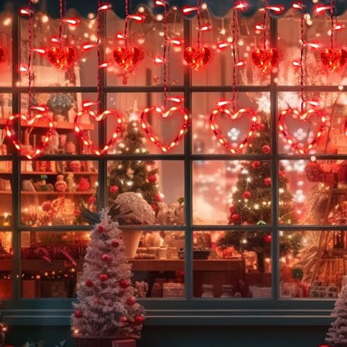 Valentine's Day Red Curtain Lights with 12 Hearts, 138 LED Heart-shaped String Lights 8 Lighting Modes, Plug in Waterproof Valentines Day Lights for Indoor Outdoor Party Wedding Valentine's Day Decor by weillsnow - Image 8