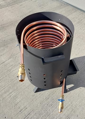 Poolheizung Feuertonne 40cm mit Spirale Kupferrohr 18x1mm 15m für 32er Poolschlauch Anschluss Poolheizung Feuertonne 40cm mit Spirale Kupferrohr 18x1mm 15m für 32er Poolschlauch Anschluss