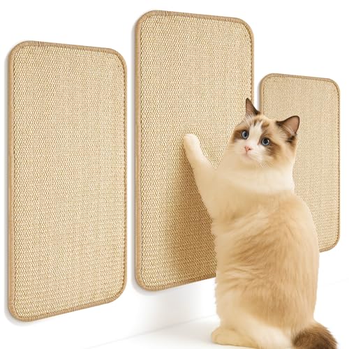 Set da 3 Tappeto Tiragraffi per gatti, Tiragraffi per Gatti Adulti in Sisal (60x30cm+50x25cm+40x20cm), Protezione divano, mobili, parete, tappeto graffi gatto