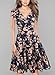 oxiuly Women's V-Neck Cap Sleeve Floral Casual Work Stretchy Swing Dress OX233 (XL, Navy Blue Floral)