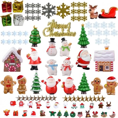 TIM CHESS 111PCS Mini Christmas Figurines Set, Hand-Painted Resin Miniatures