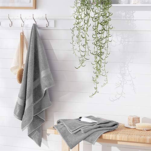 Amazon Basics Fade-Resistant Cotton Bath Towel - 4-Pack, Gray #TOP5