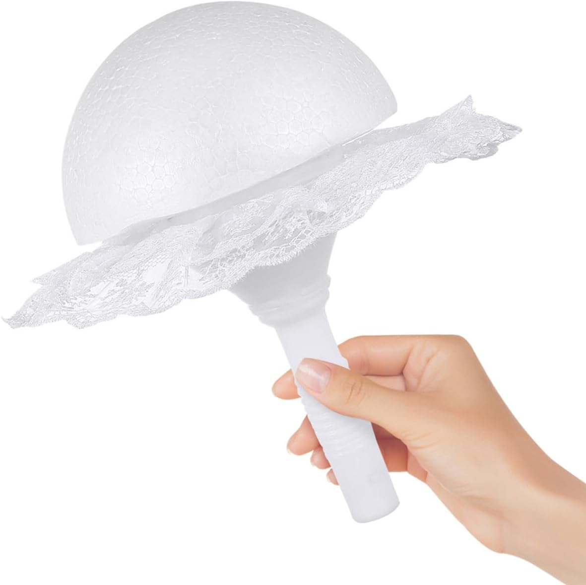 ORFOFE Wedding Bouquet Holder with Lace Handle Hemispherical Foam Support 9.05X9.05X1.77In Bridal Floral Arrangement DIY Supplies