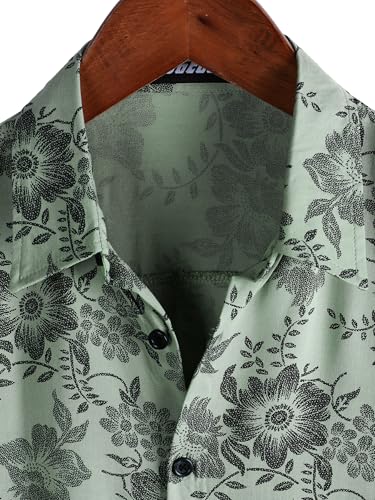 Image of JOTOOK Mens Hawaiian Shirt Short Sleeve Button Down Tropical Shirts Casual Floral Summer Beach Shirt