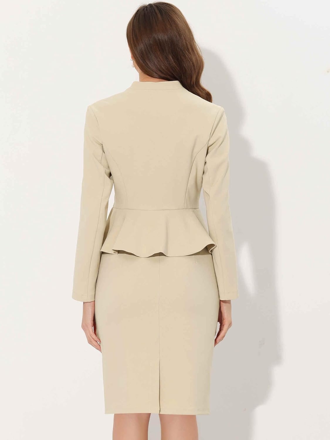 Allegra K 2 Piece Skirt Sets for Women Long Sleeve Blazer and Pencil Skirt Business Suits - Image 3
