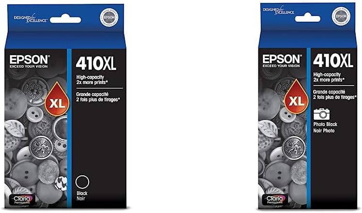 Epson T410XL020 Premium Black High Capacity -Cartridge -Ink & T410 Claria Premium -Ink High Capacity Photo Black -Cartridge (T410XL120) for Select Expression Premium Printers