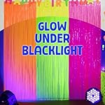 Mega-L Glow in The Dark Party Supplies, 3 Pack Neon Party Decorations 9.9 x 6.6 ft Fluorescent Tinsel Foil Fringe Curtains, Neon Backdrop Streamer for Birthday, Weeding, New Years Eve Party Supplies - Image 3