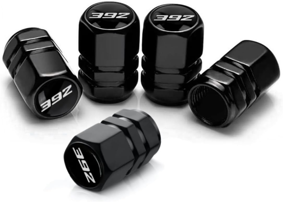 5PCS Tire Valve Stem Caps for Dodge Challenger Durango SRT 392 Accessories, Aluminum Tire Valve Cap Set, Corrosion Resistant,Dust Proof Leak-Proof Air Cover (White,392)