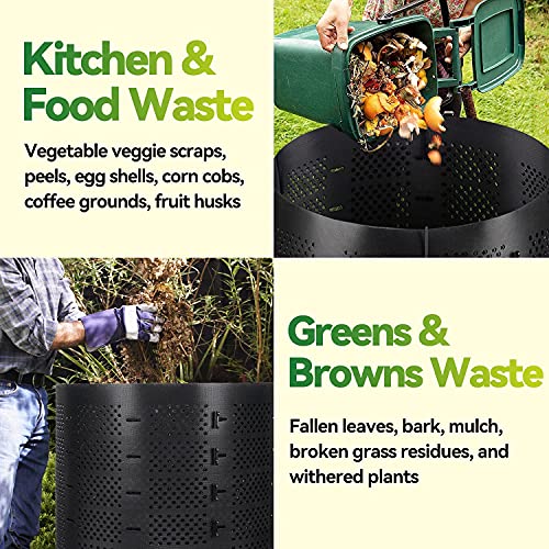 220 Gallon Compost Bin Outdoor, Zodight Expandable Outdoor Composter, Easy Assembling, Large Capacity, Fast Creation of Fertile Soil