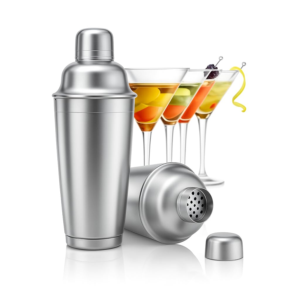 Juego de coctelera, coctelera de martini, 750 ml, colador de coctelería, herramienta de batidora de barman, batidora de licor, coctelera de acero inoxidable para hacer cócteles, 4