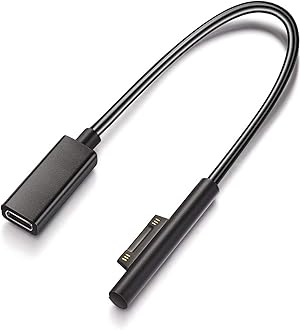 Sisyphy Surface to USB C PD Rapid Charging Cable, Type-C Female to Surface Port 0.2m, Requires 45w15v or higher PD Adapter Ends USB-C Cable Required, Microsoft Surface Pro 11/10/7/6/5/4/3 Go3/2/1, Surface Laptop1/2/3/6, Surface Book