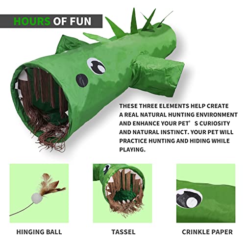 Everbrit Cat Tunnels For Indoor Cat, Pet Cat Tunnel Tube Collapsible, Foldable Crincle House, Interactive Cat Toy, Exercising, Hunting And Playing, Interesting Dinosaur Design. #TOP1