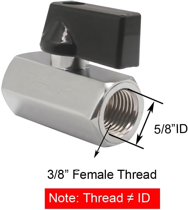 2Pcs Mini Ball Valve 3/8" FNPT x 3/8" FNPT Shut Off Valve | for Water Fuel Air Brass Chrome Plating Corrosion Resistant Prevent Leaks and Backflow Easy to Inatall