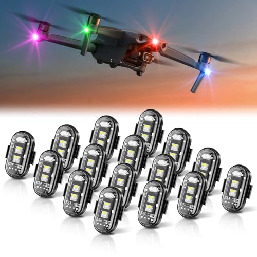 Image of Wireless LED Strobe Lights Remote Control, 8 Colors USB Charing Waterproof Anti-Collision Flashing Emergency Warning Lights for Car Motorcycle Drone Aircraft Bike 16PCS