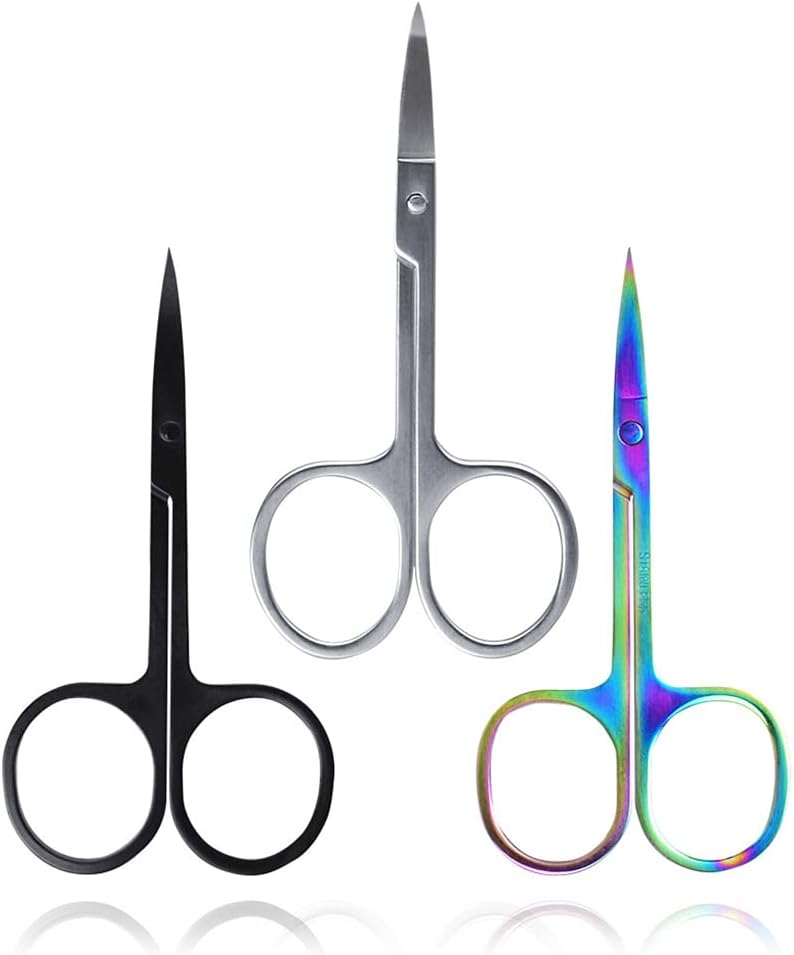 Stainless Steel Eyebrow Scissors Grooming Scissors Eyelash Hair Remover Makeup Tool Curved Eyebrow Trimmer Gifts,Stainless Steel