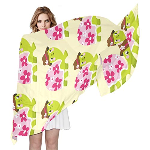 FANTAZIO Bufandas para mujer, diseño de tortuga con gorro, chal, bufanda, multicolor, 90x180（CM）